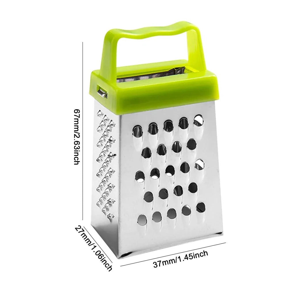 Stainless Steel Four-Sided Grater Non-slip Handle Mini Cheese Grater Multifunctional Garlic Crusher Peelers Kitchen Accessories