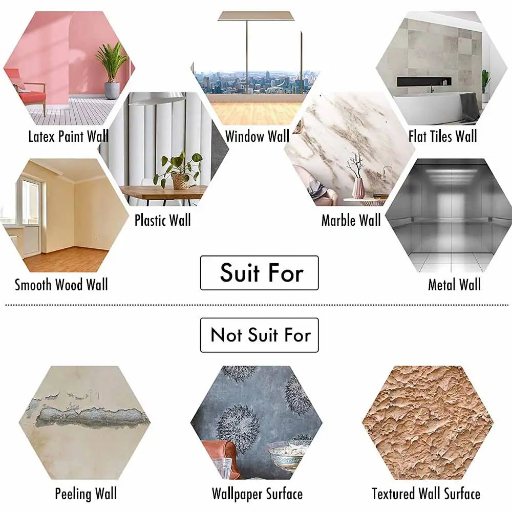 MCDFL Large Hexagonal Mirror Stickers for Bedroom Big Acrylic Wall Mirrors Model Decorative Self-Adhesive Bathroom Soft 3d Tiles