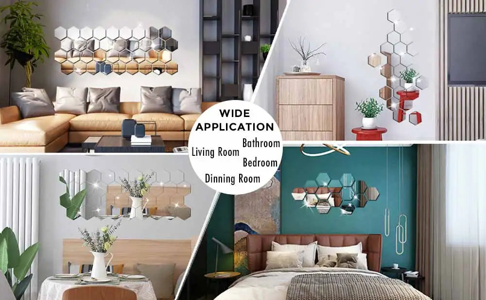 MCDFL Large Hexagonal Mirror Stickers for Bedroom Big Acrylic Wall Mirrors Model Decorative Self-Adhesive Bathroom Soft 3d Tiles
