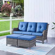 Garden Sofas 5 Pieces Outdoor Furniture Set Wicker Outdoor Sectional Couch with Patio Swivel Rocking Chairs，Garden Sofas