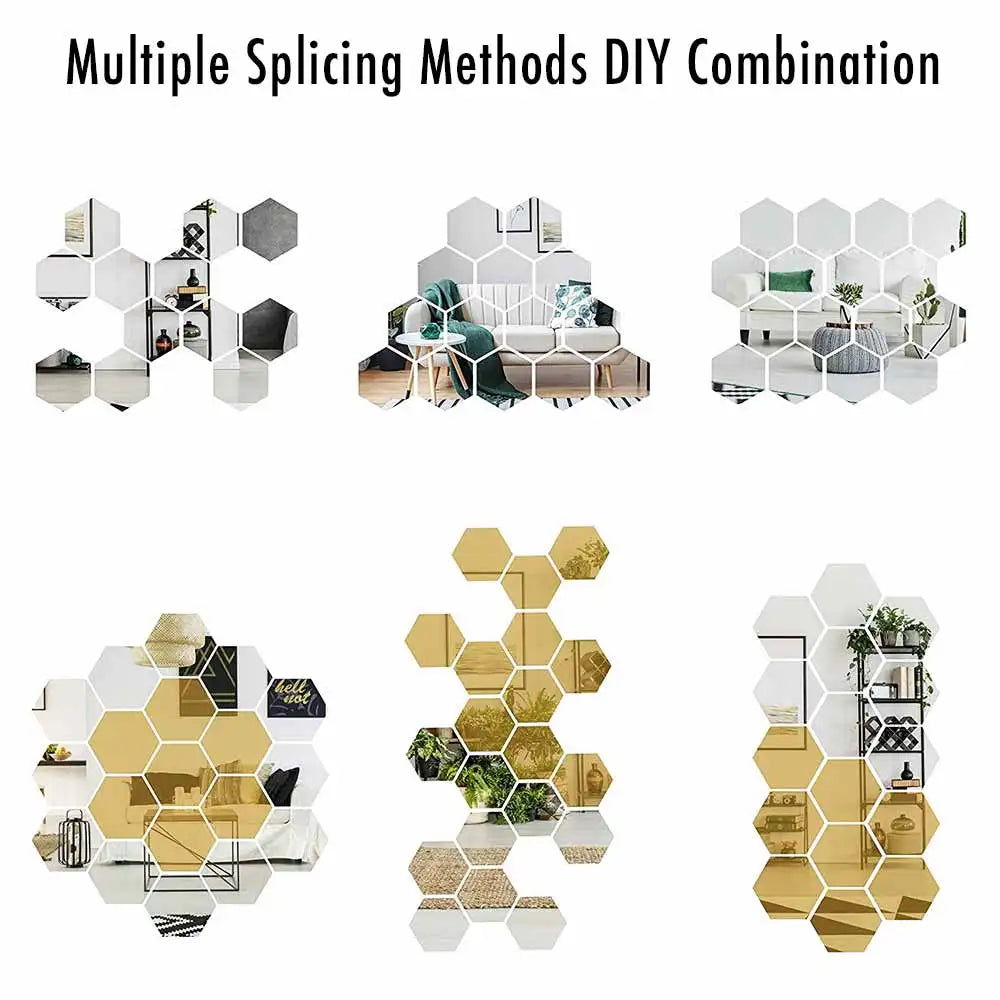 MCDFL Large Hexagonal Mirror Stickers for Bedroom Big Acrylic Wall Mirrors Model Decorative Self-Adhesive Bathroom Soft 3d Tiles
