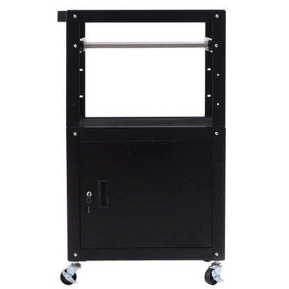 Adjustable Work Cart, 2-in-1 Design with Lockable Cabinet, 360° Wheels, Perfect for Office Devices & Documents