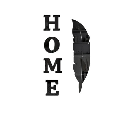 3D Home English Letter Feather Mirror Paste Decoration Room Porch Living Room Background Wall  Mirrors Modern Home Decoration