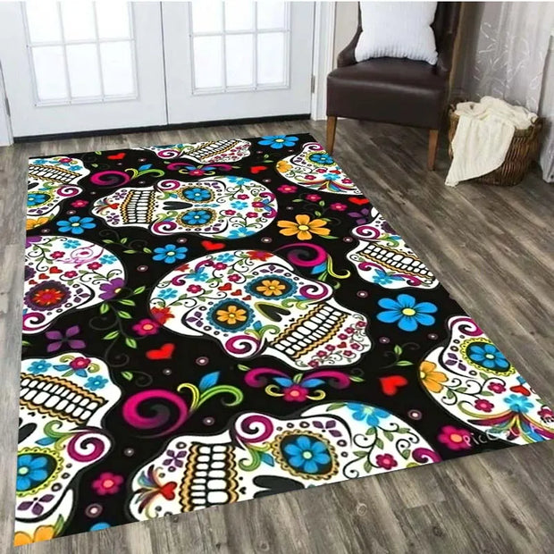 LOUSIDREAM Skull Horror Series Carpet Living Room Home Decor Sofa Table Rug Anti Slip Chair Cushion Lounge Mat