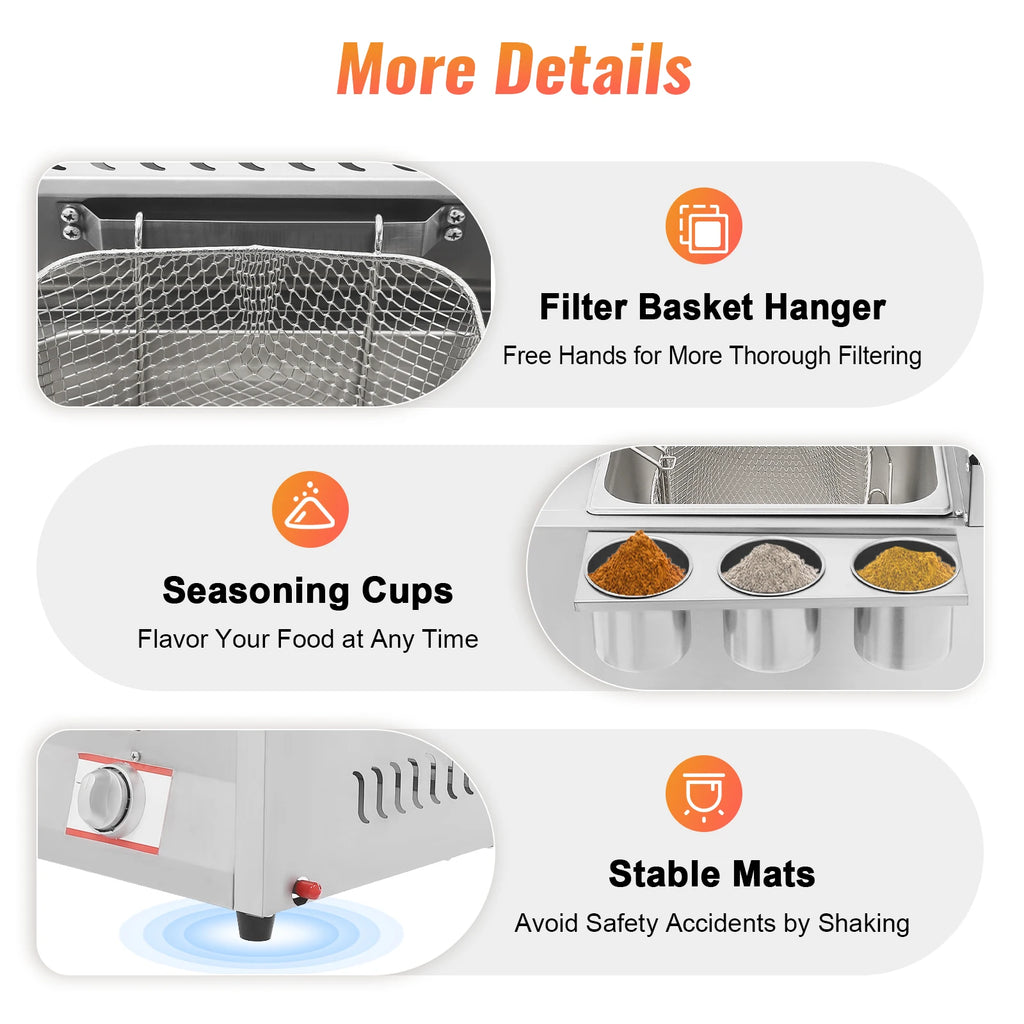 kitchen accessories-Commercial Deep Fryer: Quick Heat-Up, Dual Tank Large Capacity, Efficient and High-Quality Cooking