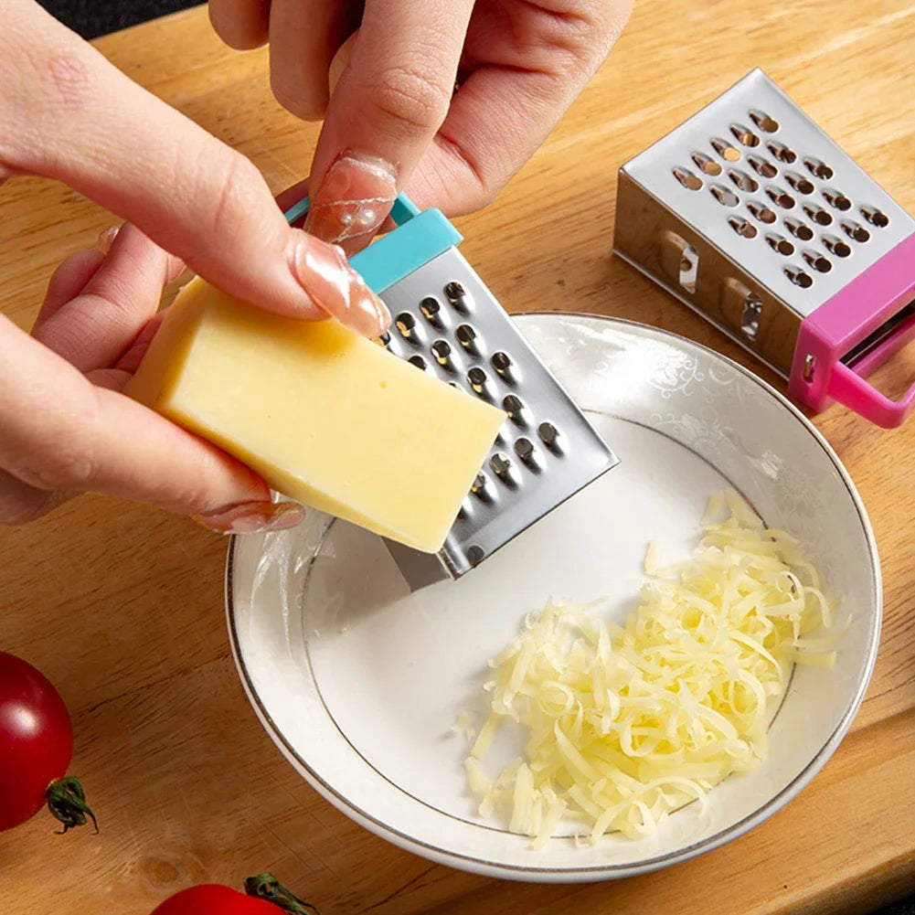 Stainless Steel Four-Sided Grater Non-slip Handle Mini Cheese Grater Multifunctional Garlic Crusher Peelers Kitchen Accessories