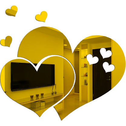 3D Acrylic Mirror Wall Stickers DIY Wall Mirrors Sticker Removable Self Adhesive Aesthetic LOVE Tiles Decals Home Decoration