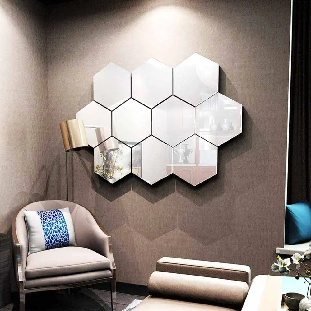 MCDFL Large Hexagonal Mirror Stickers for Bedroom Big Acrylic Wall Mirrors Model Decorative Self-Adhesive Bathroom Soft 3d Tiles