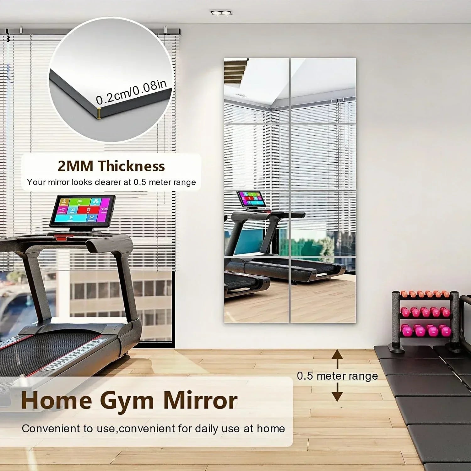Flexible Acrylic Wall Mirrors Adhesive Mirror Sticker for Home Gym,Bedroom,Bathroom,living Room,Unbreakable Decorative Mirrors