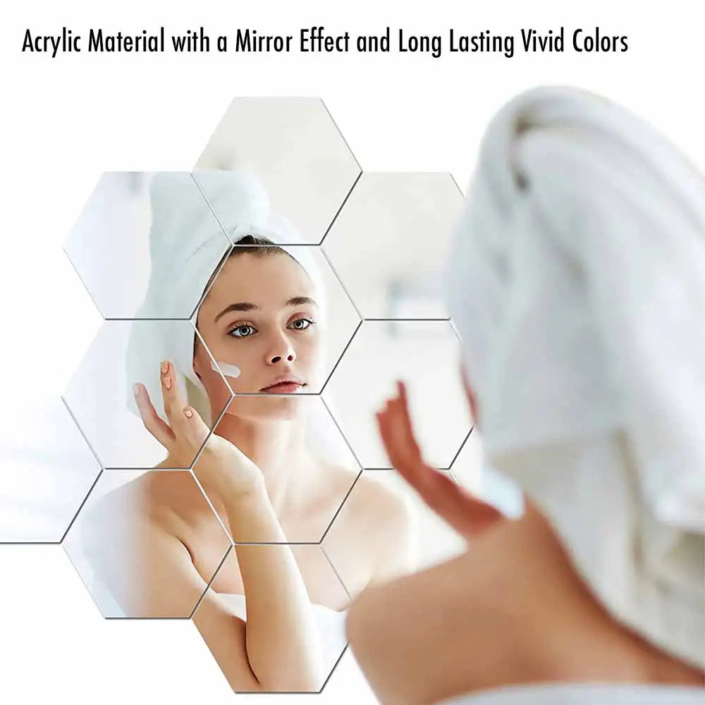 MCDFL Large Hexagonal Mirror Stickers for Bedroom Big Acrylic Wall Mirrors Model Decorative Self-Adhesive Bathroom Soft 3d Tiles