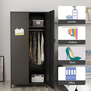 Cabinets Office Home Furniture Steel Storage Cabinet Metal Locker 2 Door Wardrobe Armoire Closet With Hanging Rod for Bedroom