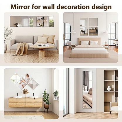Flexible Acrylic Wall Mirrors Adhesive Mirror Sticker for Home Gym,Bedroom,Bathroom,living Room,Unbreakable Decorative Mirrors