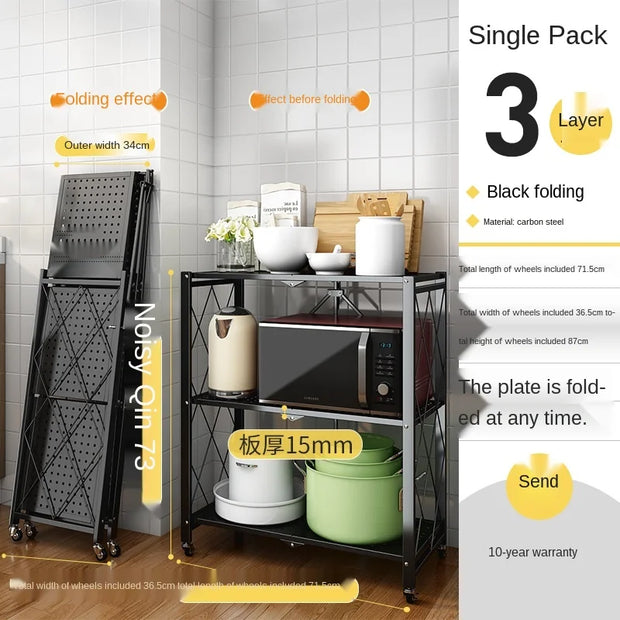 Installation-free folding kitchenware rack Floor-standing multi-layer oven pan rack Microwave oven storage rack