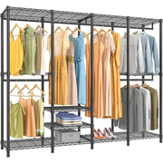 Wire Garment Rack Heavy Duty Clothes Rack for Hanging Clothes, Multi-Functional Bedroom Clothing Rack Freestanding