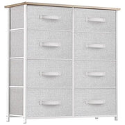 8-Drawer Fabric Dresser Steel Frame Wooden Top Large Capacity Storage Tower Unit Organizer Living Room Non-Woven Sturdy Frame &