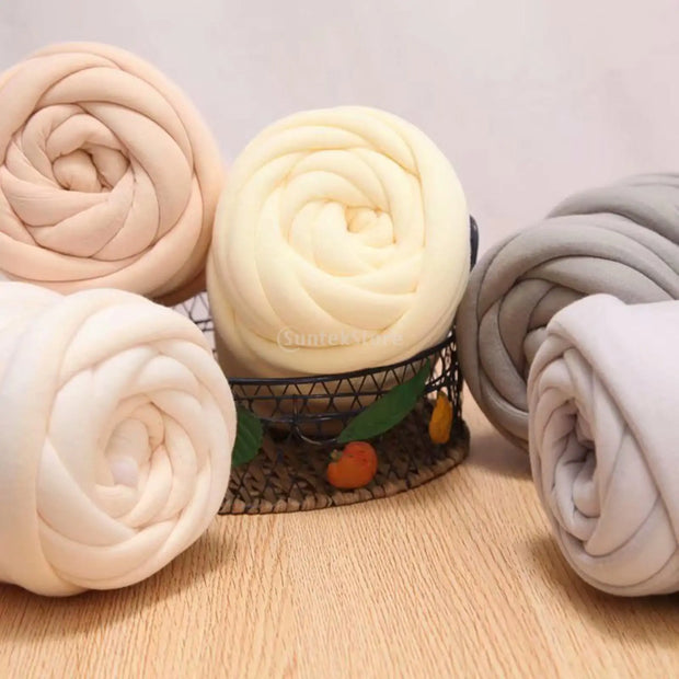 Cotton Polyester Chunky Yarn Jumbo Tubular Yarn Crocheting Tube Giant Soft Yarn Hand Knit Weight Yarn for Throw Blanket Baskets