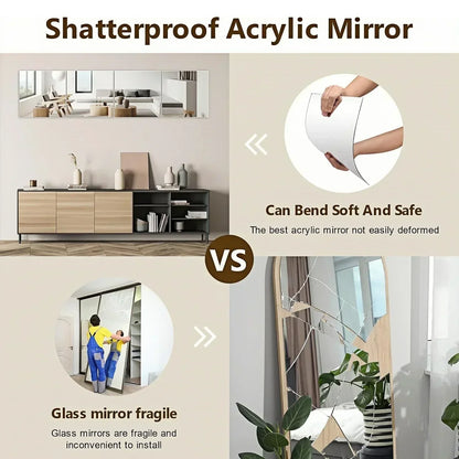 Flexible Acrylic Wall Mirrors Adhesive Mirror Sticker for Home Gym,Bedroom,Bathroom,living Room,Unbreakable Decorative Mirrors