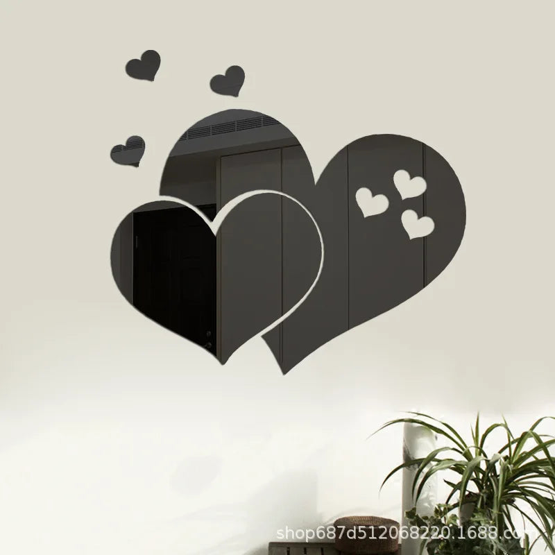 3D Acrylic Mirror Wall Stickers DIY Wall Mirrors Sticker Removable Self Adhesive Aesthetic LOVE Tiles Decals Home Decoration