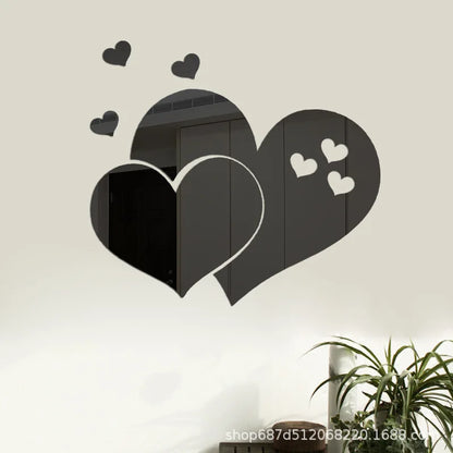 3D Acrylic Mirror Wall Stickers DIY Wall Mirrors Sticker Removable Self Adhesive Aesthetic LOVE Tiles Decals Home Decoration