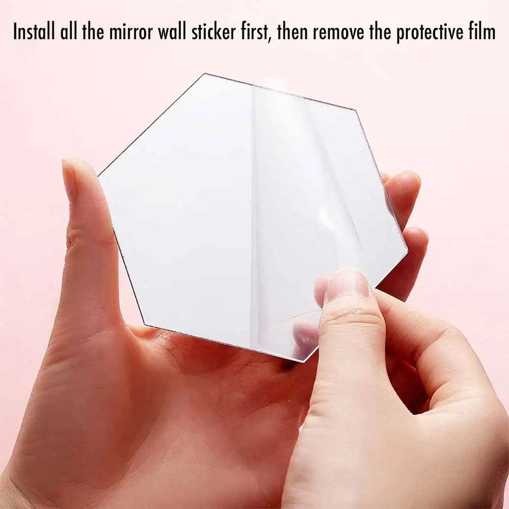 MCDFL Large Hexagonal Mirror Stickers for Bedroom Big Acrylic Wall Mirrors Model Decorative Self-Adhesive Bathroom Soft 3d Tiles