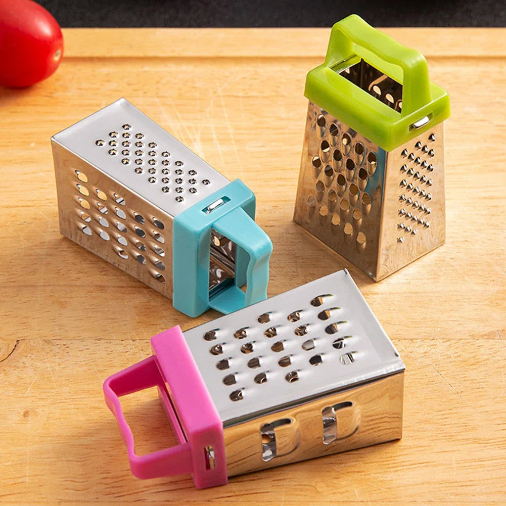 Stainless Steel Four-Sided Grater Non-slip Handle Mini Cheese Grater Multifunctional Garlic Crusher Peelers Kitchen Accessories