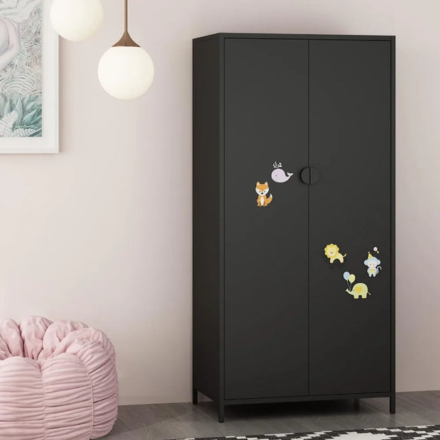 Cabinets Office Home Furniture Steel Storage Cabinet Metal Locker 2 Door Wardrobe Armoire Closet With Hanging Rod for Bedroom