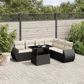 Garden Sofa Set Black Rattan Outdoor Furniture with Powder Coated Steel Frame and Tempered Glass Table