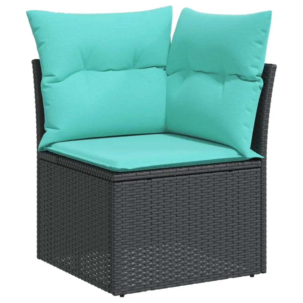 6 Piece Outdoor Patio Sofa Set with Cushions Black Rattan Furniture Stylish Garden Seating