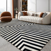 Modern Luxury Cowhide Carpet Black and White Stripes Mosaic Floor Mat Living Room Sofa Tea Table Cushion Bedroom Bedside Rug