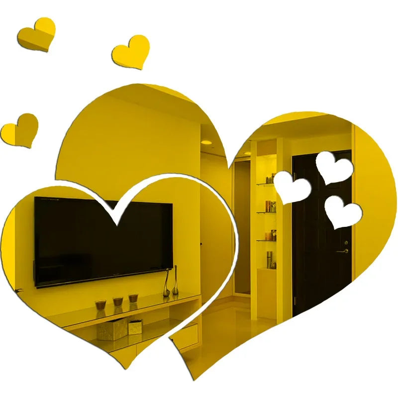 3D Acrylic Mirror Wall Stickers DIY Wall Mirrors Sticker Removable Self Adhesive Aesthetic LOVE Tiles Decals Home Decoration