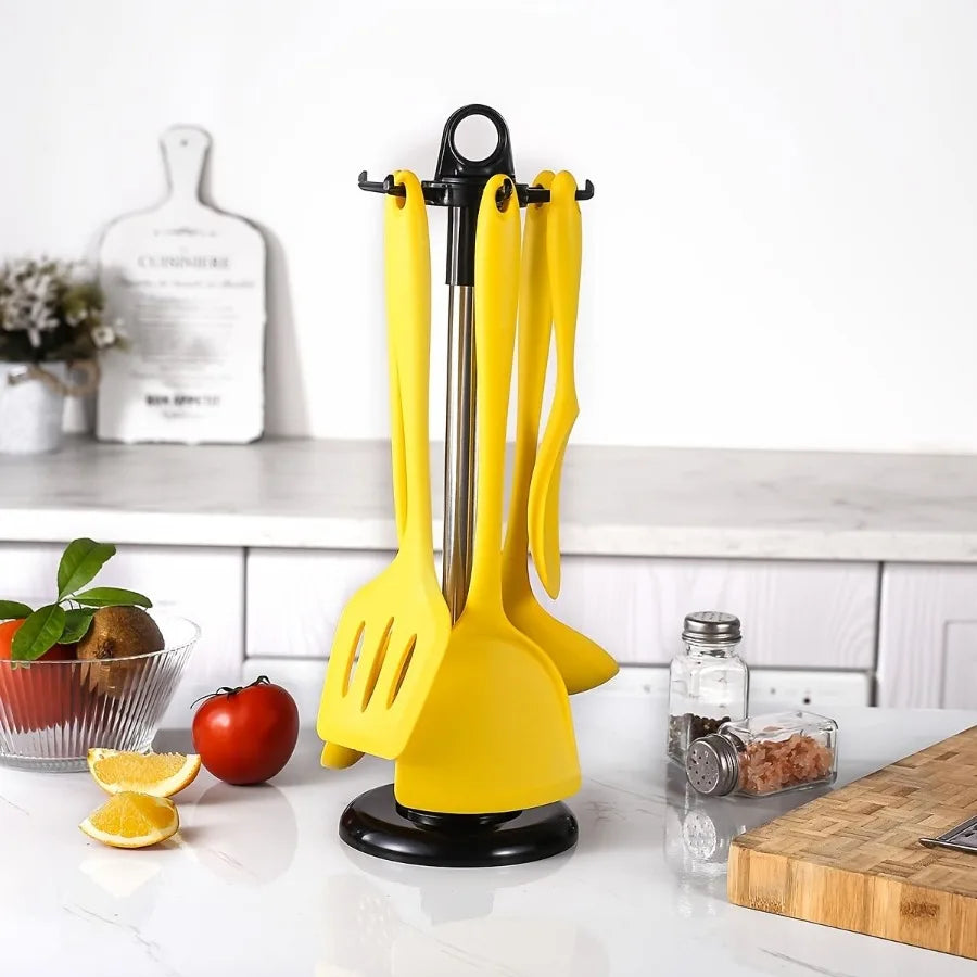 1pc Kitchenware Storage Rack; Stainless Steel Kitchen Utensil Holder Organizer; Countertop 360 Degree Rotating Utensil Holder F