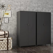 Cabinets Office Home Furniture Steel Storage Cabinet Metal Locker 2 Door Wardrobe Armoire Closet With Hanging Rod for Bedroom