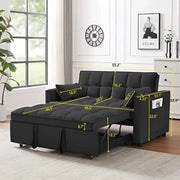 55 Inch Convertible Sleeper Sofa 3 in 1 Velvet Small Loveseat with Pull Out Bed, Reclining Backrest, Toss Pillows and Pockets