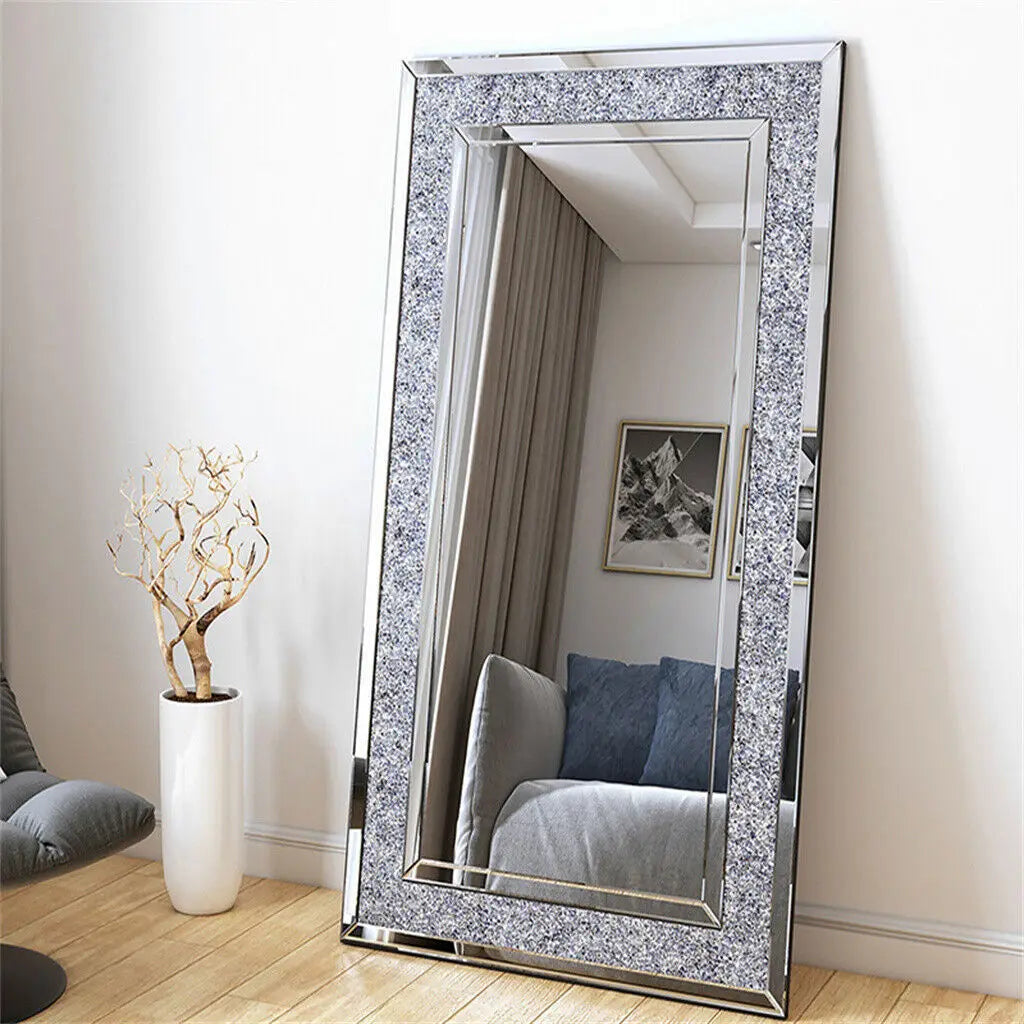Large Decor Mirrors Rectangle Venetian Wall Mirrors Polished Crush Crystal Diamond Edge 120x60x2.5cm for Living Room Hallway