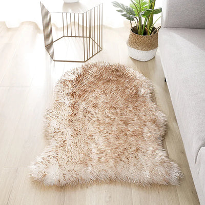 Soft Fur Artificial Sheepskin Rugs Chair Cover Cushion Bedroom Living Room Fur Carpet Plain Fluffy Seat Pad Washable Faux Mat