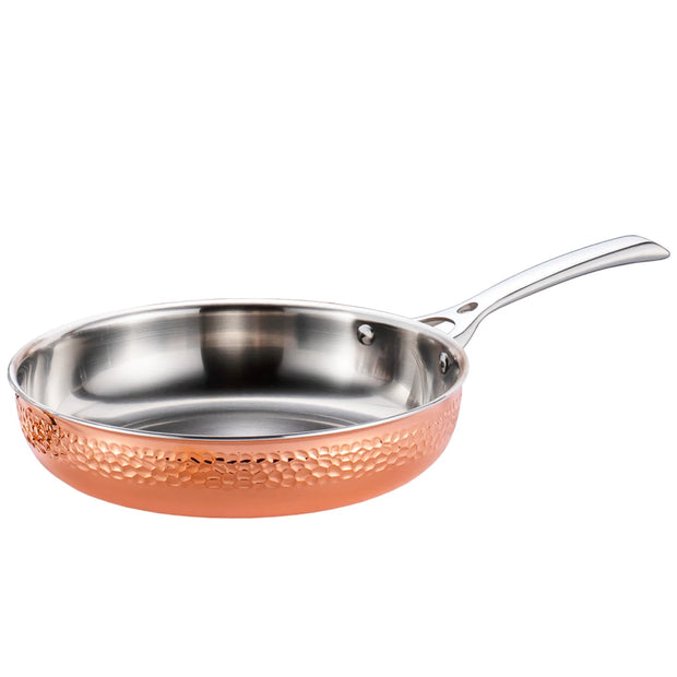 NO MOQ Copper Hammered Cookware Set, 5 Piece Triple Kitchenware Cooking Pot Includes Sauce pan, Casserole, Frying Pan