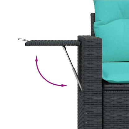 6 Piece Outdoor Patio Sofa Set with Cushions Black Rattan Furniture Stylish Garden Seating