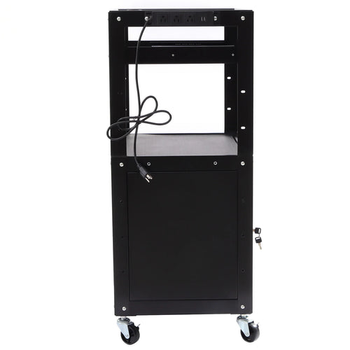 Adjustable Work Cart, 2-in-1 Design with Lockable Cabinet, 360° Wheels, Perfect for Office Devices & Documents