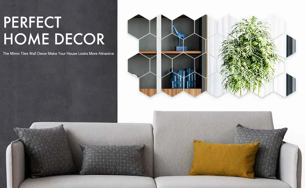 MCDFL Large Hexagonal Mirror Stickers for Bedroom Big Acrylic Wall Mirrors Model Decorative Self-Adhesive Bathroom Soft 3d Tiles