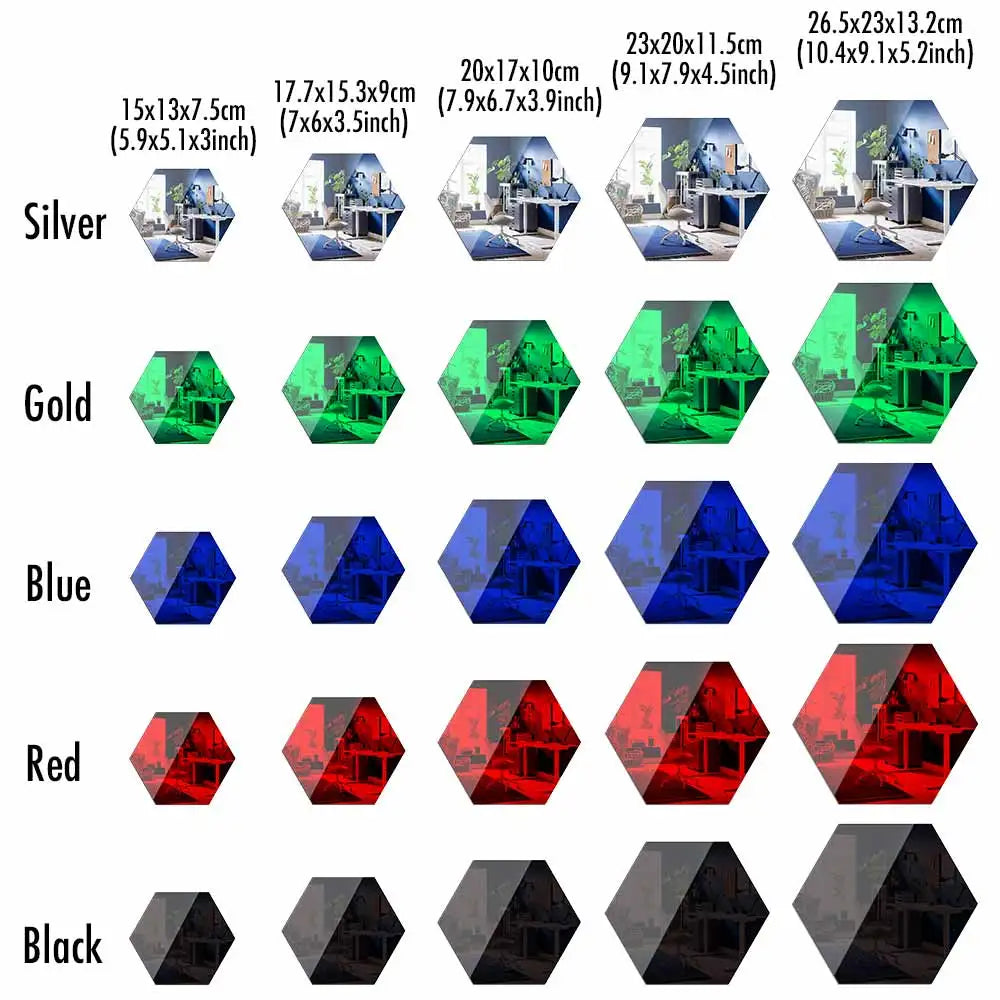 MCDFL Large Hexagonal Mirror Stickers for Bedroom Big Acrylic Wall Mirrors Model Decorative Self-Adhesive Bathroom Soft 3d Tiles