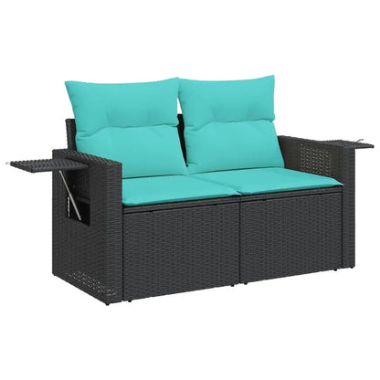 6 Piece Outdoor Patio Sofa Set with Cushions Black Rattan Furniture Stylish Garden Seating