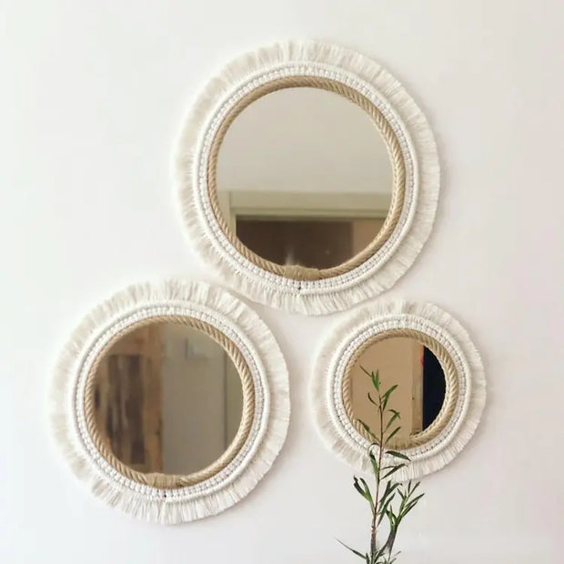 Nordic Hand-Woven Decorative Hanging Mirror